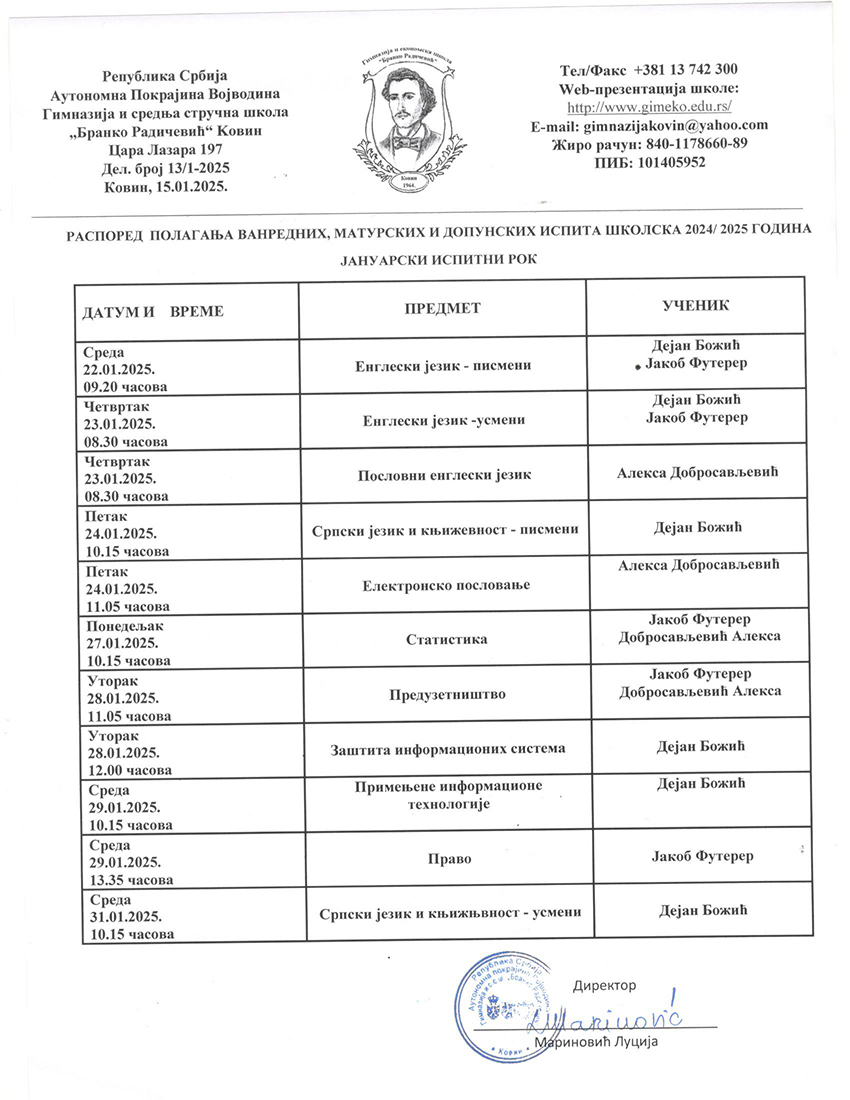 распоред јануарски испитни рок jan 25 v2